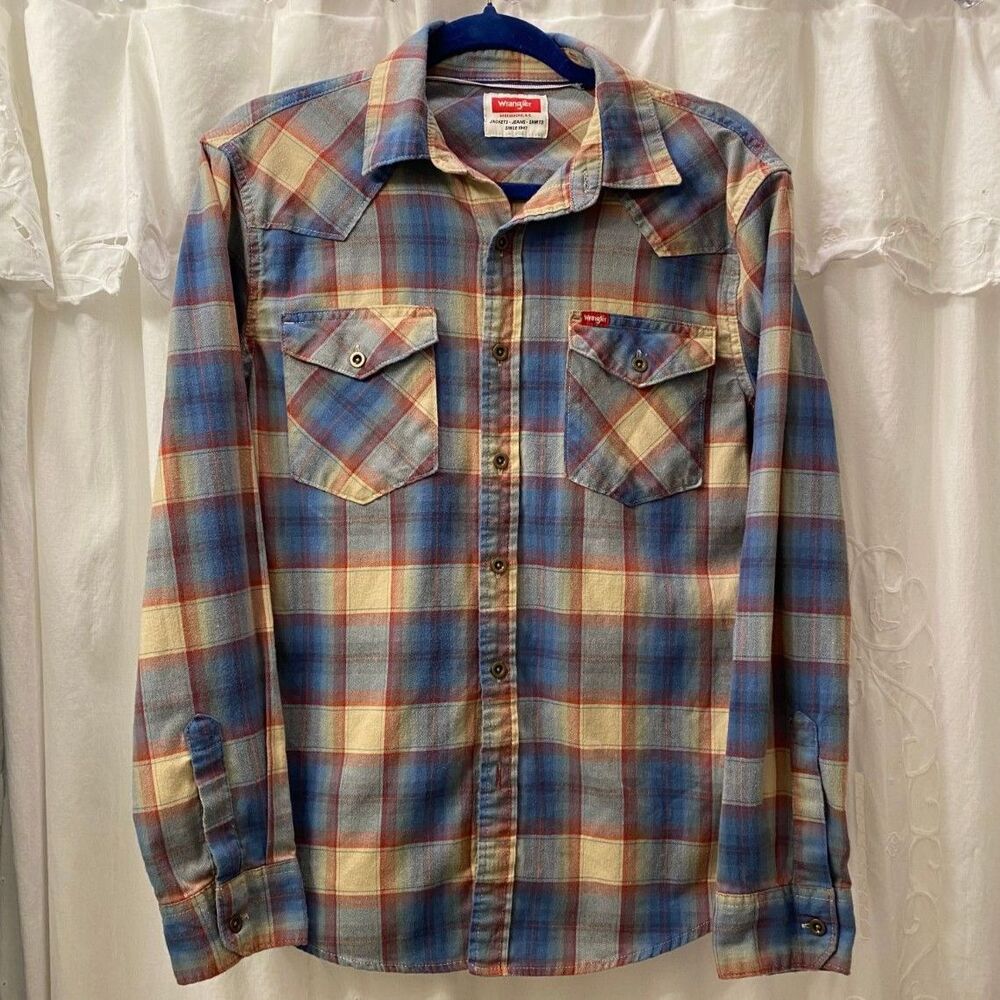 Wrangler Long-sleeve Button Down Western Plaid Shirt Size S